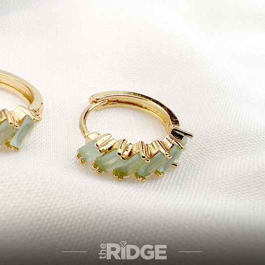 Aquamarine Crystal Hoop Earrings – Gold