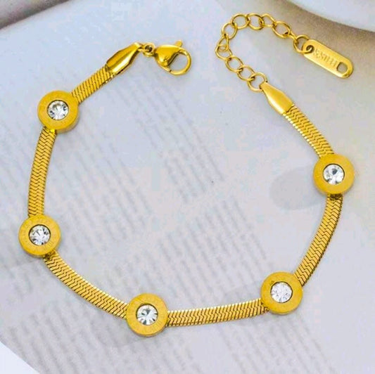 Gold Crystal Charm Bracelet