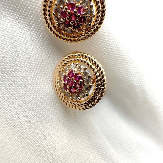 Round Crystal Stud Earrings – Gold