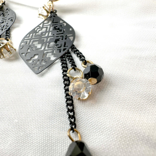 Black Geometric Drop Earrings