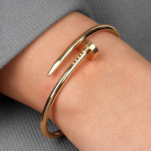 Nail Head Bangle - Gold Plated
