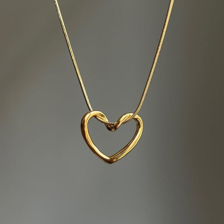 Open Heart Pendant Necklace - Gold Plated