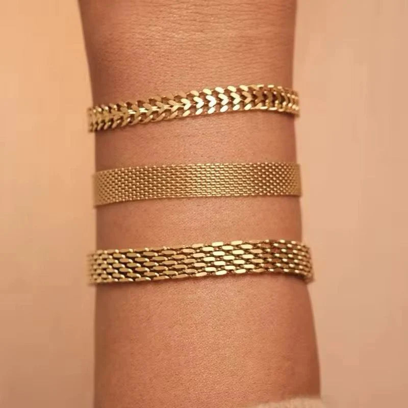 Golden Chain Bracelet Stack - [Set of 3]