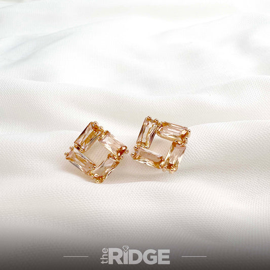 Emerald Champagne Crystal Earrings – Gold