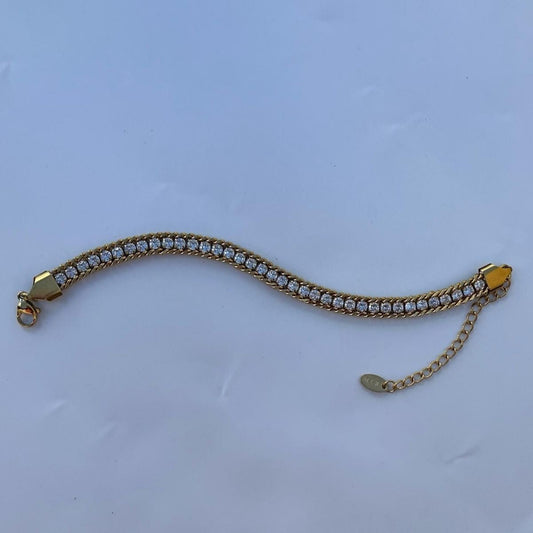 Gold-Plated Crystal Tennis Bracelet