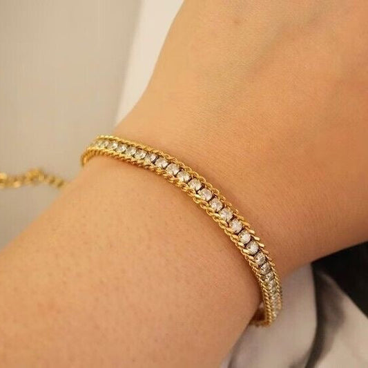 Gold-Plated Crystal Tennis Bracelet