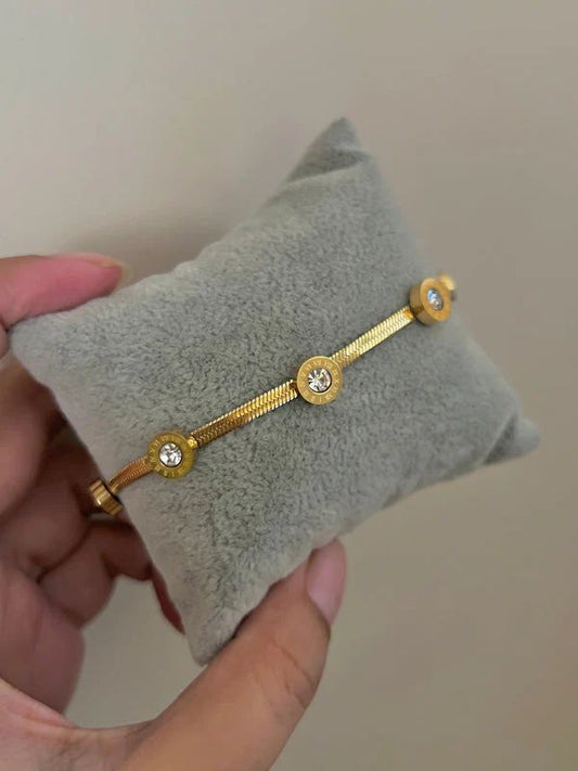 Gold Crystal Charm Bracelet