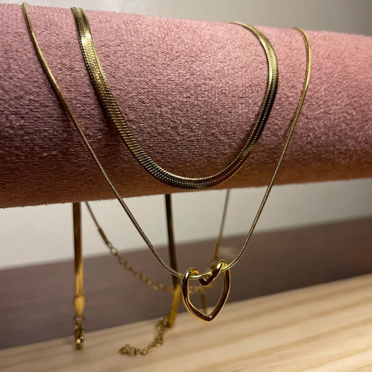 Snake & Heart Necklaces - [Set of 2]