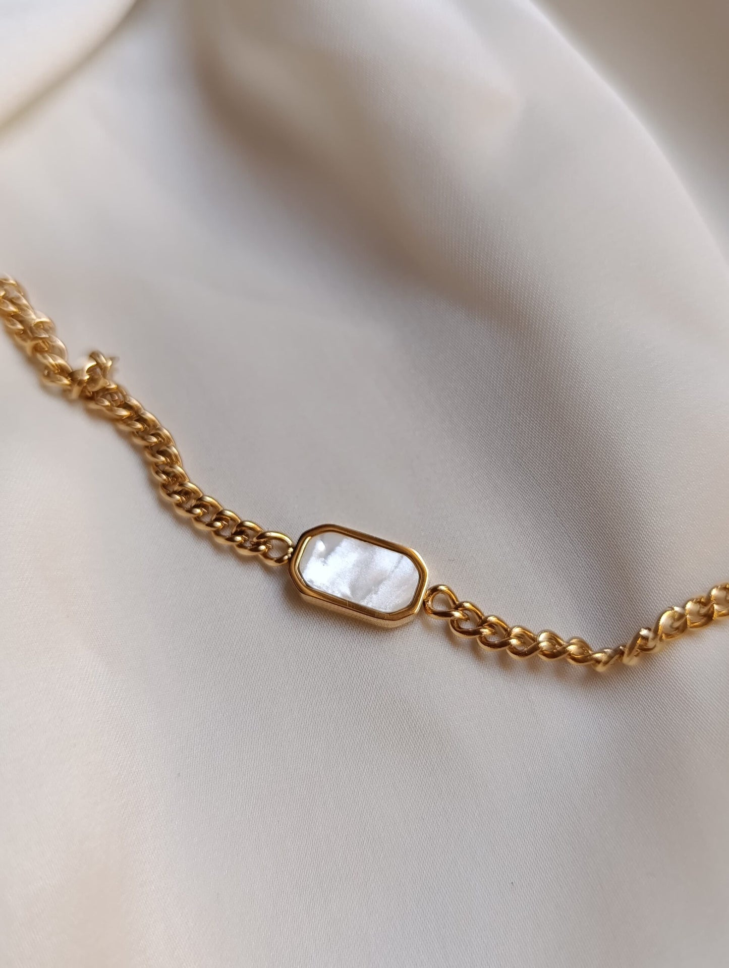 White Charm Gold Chain Bracelet