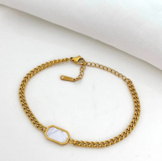 White Charm Gold Chain Bracelet