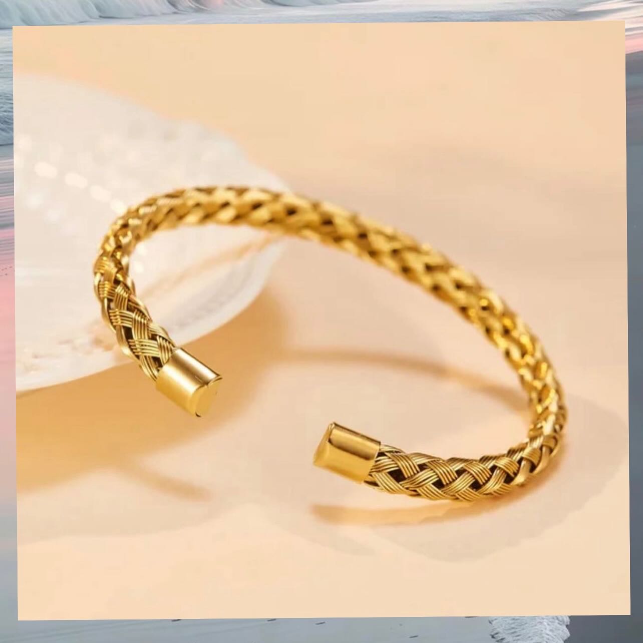 Premium Braided Gold Cuff Bracelet