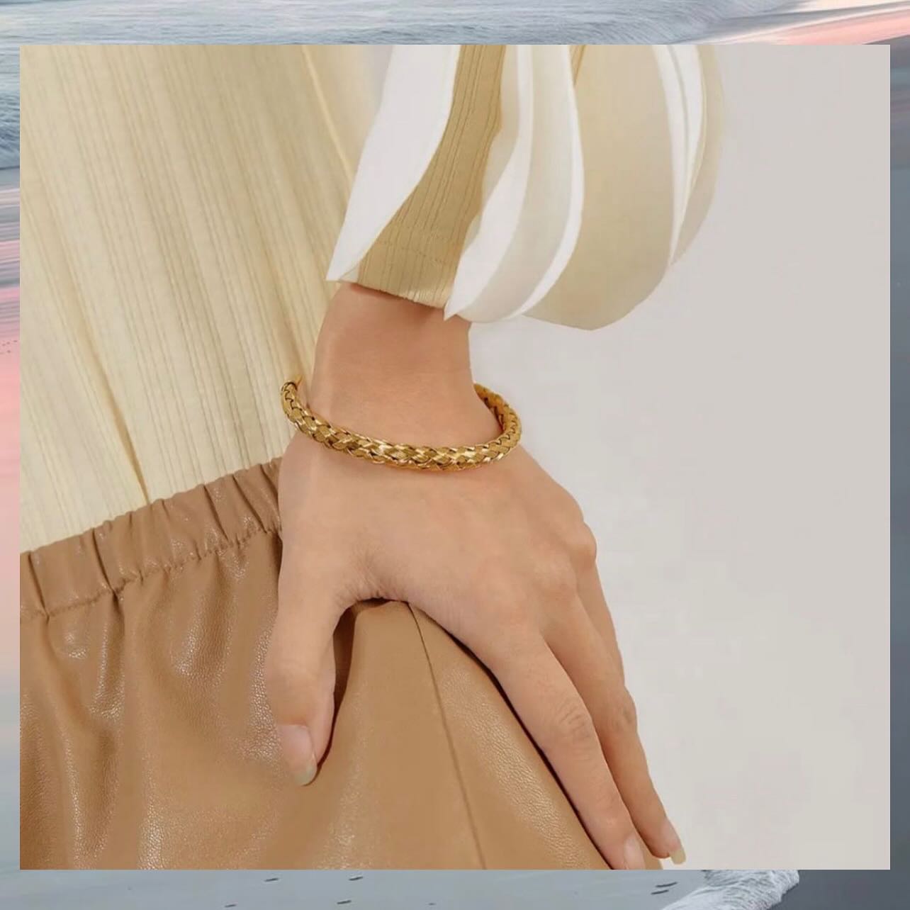 Premium Braided Gold Cuff Bracelet