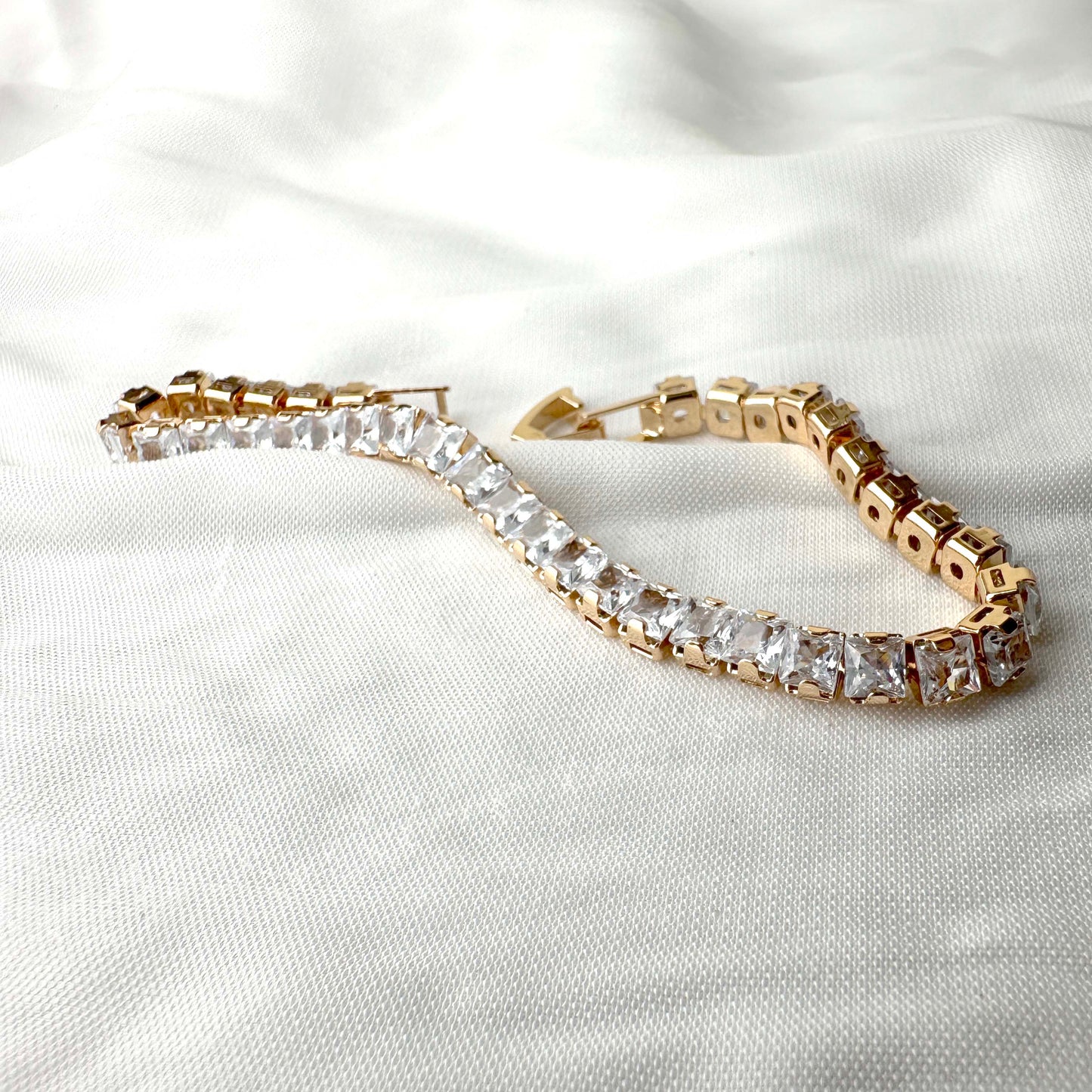 Gold Square-Shaped Crystal Bracelet