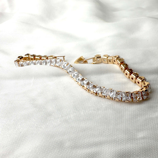 Gold Square-Shaped Crystal Bracelet