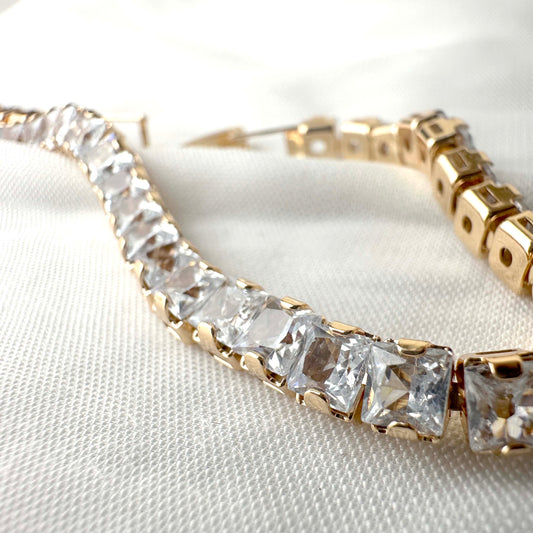Gold Square-Shaped Crystal Bracelet