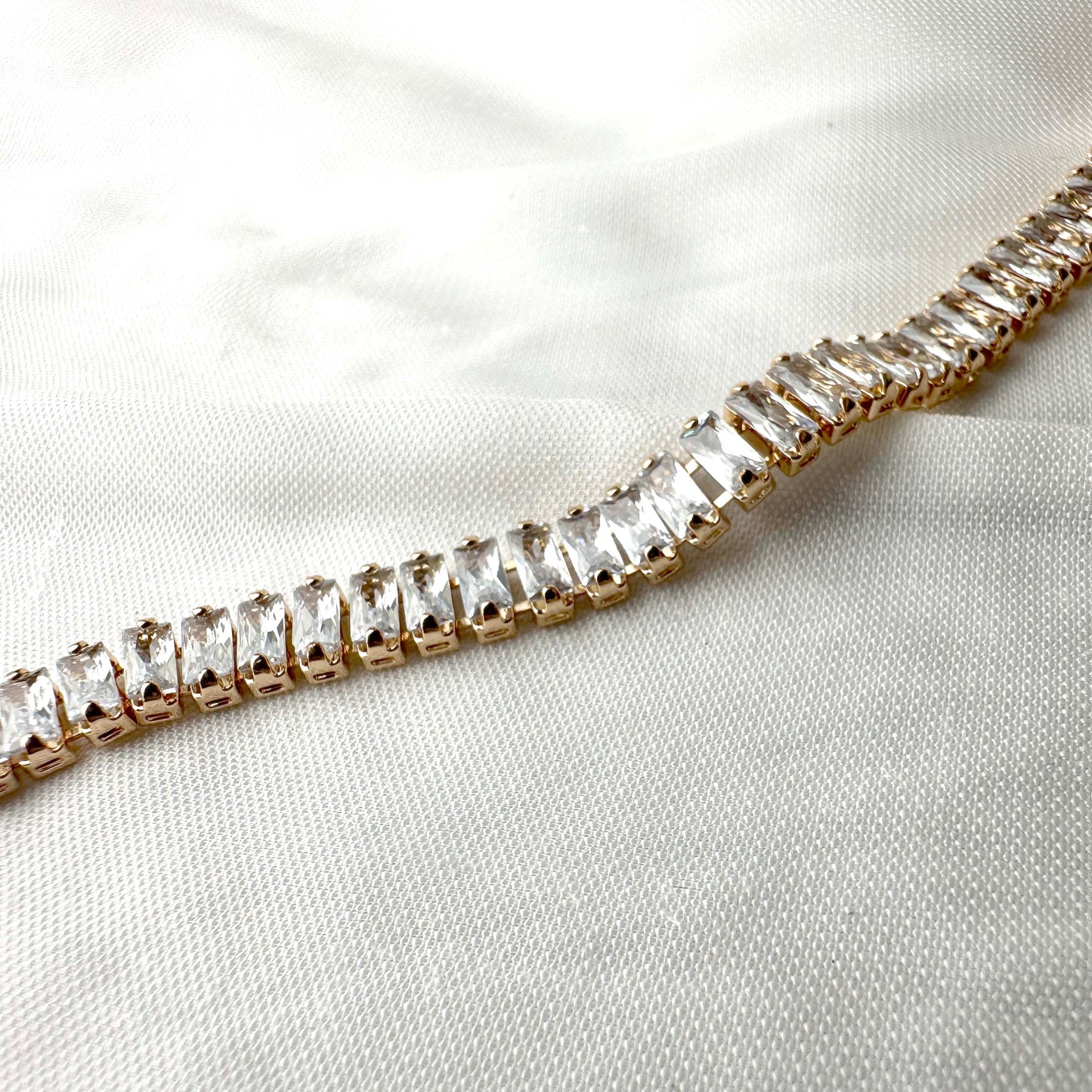 Gold-Plated Crystal Baguette Bracelet