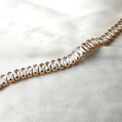 Gold-Plated Crystal Baguette Bracelet
