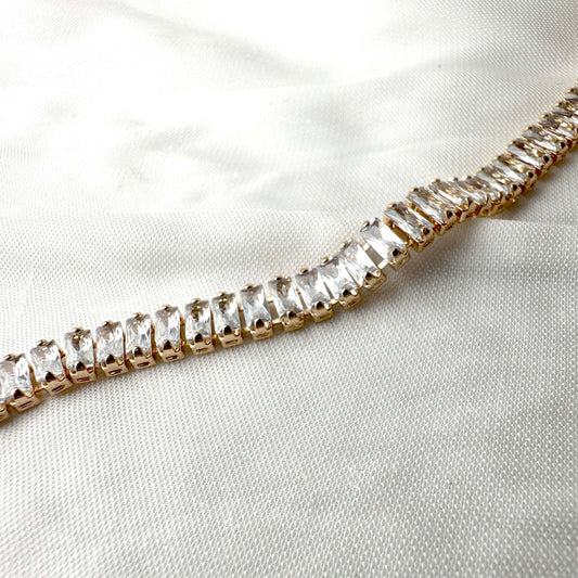 Gold-Plated Crystal Baguette Bracelet