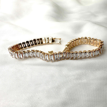 Gold-Plated Crystal Baguette Bracelet