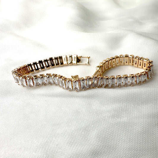 Gold-Plated Crystal Baguette Bracelet
