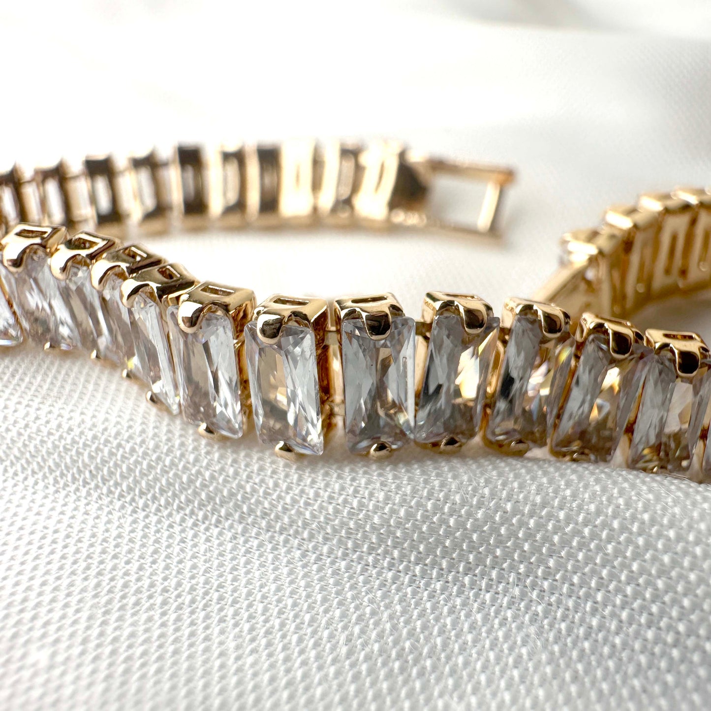 Gold-Plated Crystal Baguette Bracelet