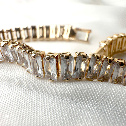 Gold-Plated Crystal Baguette Bracelet
