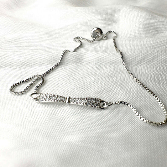 Silver-Plated Crystal Bow Bracelet