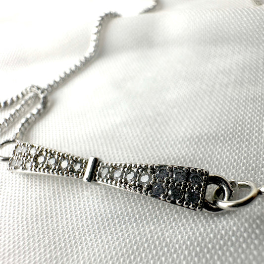 Silver-Plated Crystal Bow Bracelet