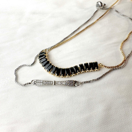 Set of 2 Black & Bow Braceletes