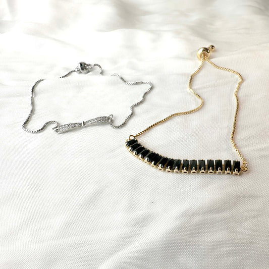 Set of 2 Black & Bow Braceletes