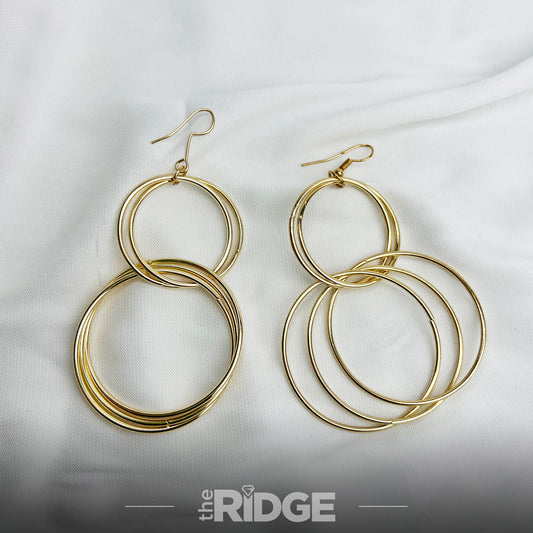 Golden Orbit Dangle Hoops