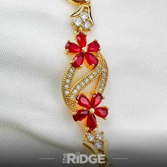 Ruby Blossom Gold Bracelet
