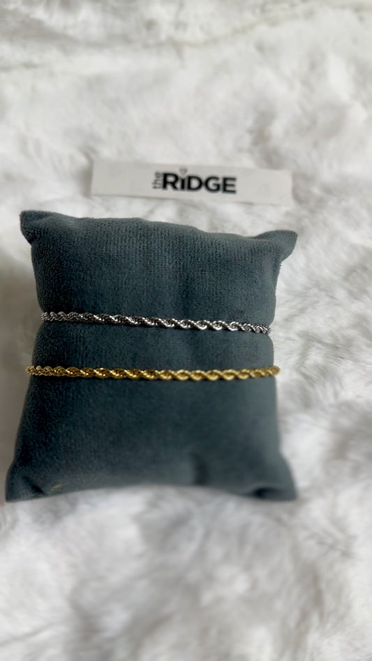 Gold & Silver Rope Bracelet Set - [Pack of 2]